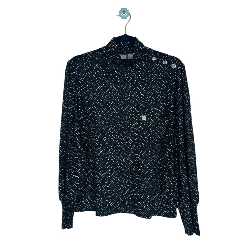 LOFT outlet long sleeve turtleneck blouse sparkle button detail fall winter new